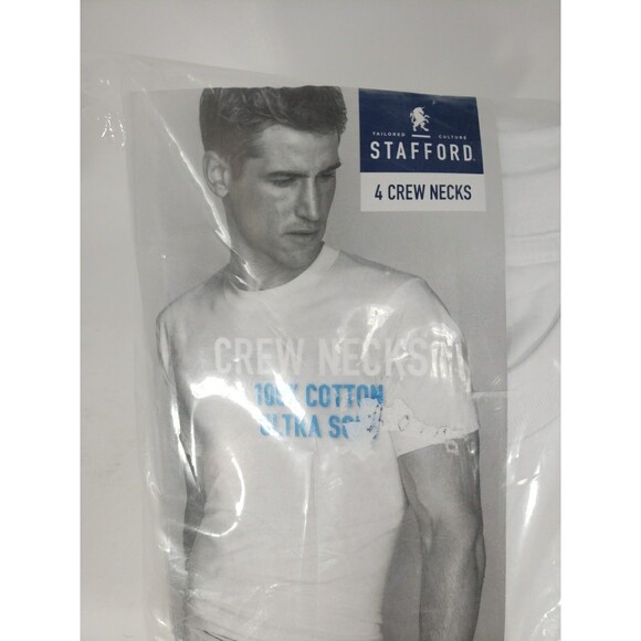 Stafford JCP Large 4 Crew Neck T-Shirts 100% Cotton Ultra Soft NOS Open Package - Picture 3 of 16